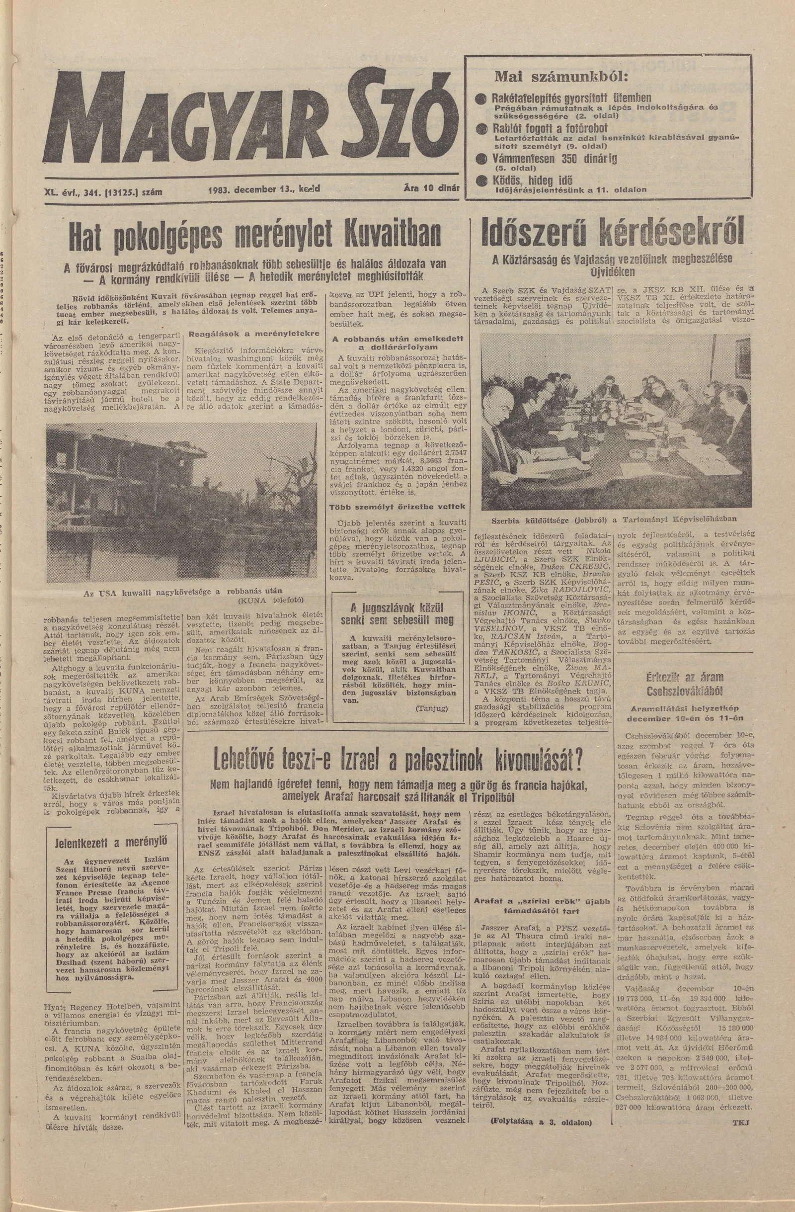 Magyar Szó, 40. évf. 1983. december 13. 341. sz.