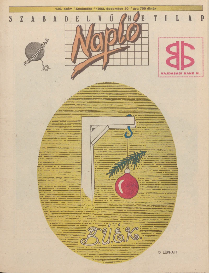 Napló - Szabadelvű hetilap, 3. évf. 1992. december 30. 139. sz.