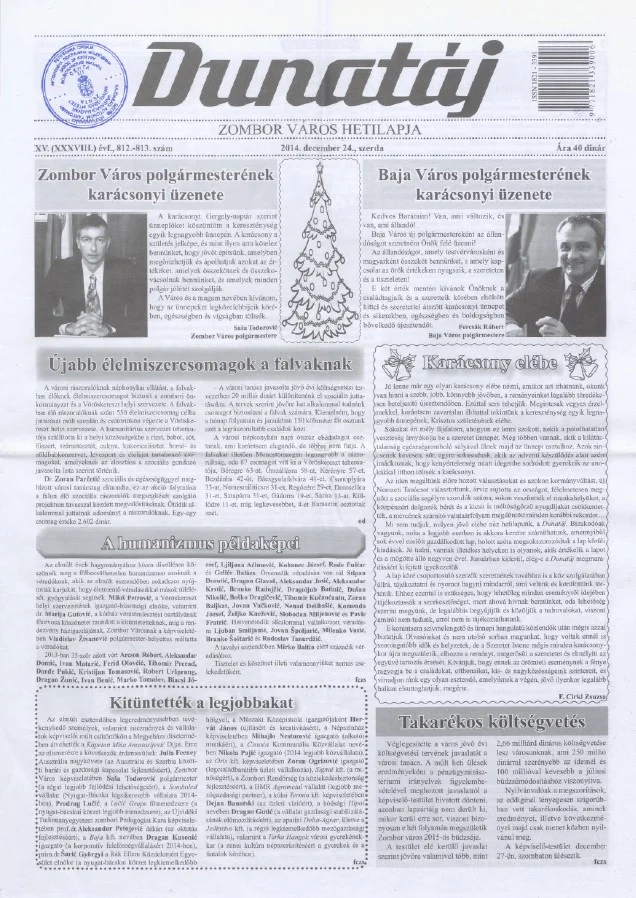 Dunatáj, 16. évf. 2014. december 24. 812–813. sz.