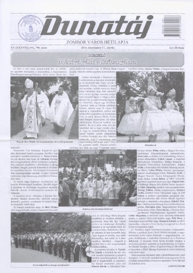 Dunatáj, 16. évf. 2014. szeptember 17. 798. sz.