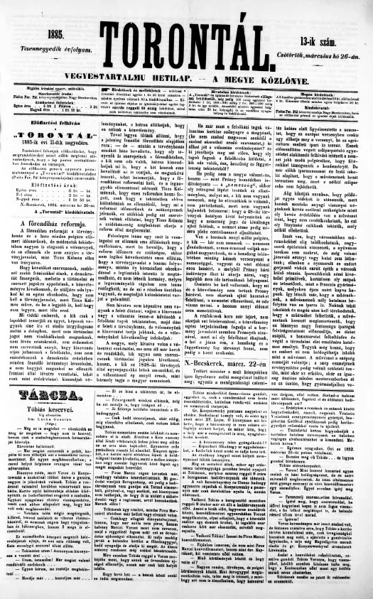 Torontál, 14. évf. 1885. március 26. 13. sz.