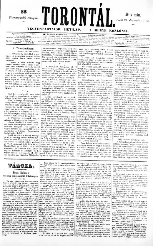 Torontál, 14. évf. 1885. december 3. 49. sz.