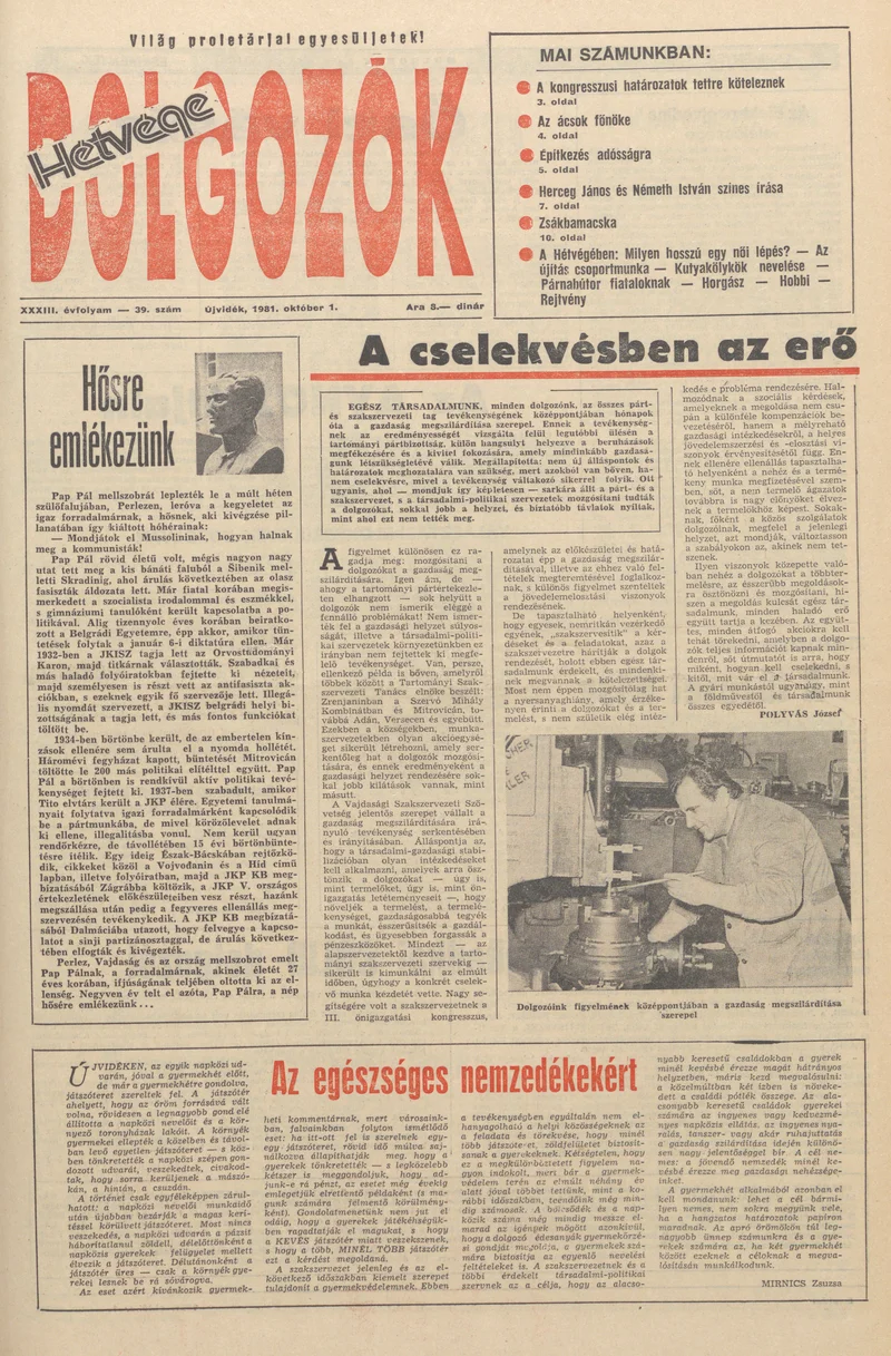 Dolgozók, 35. évf. 1981. október 1. 39. sz.