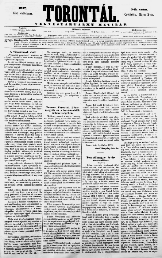 Torontál, 1. évf. 1872. május 2. 5. sz.