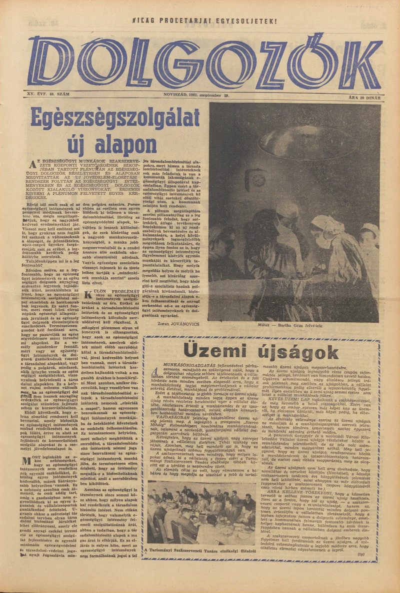 Dolgozók, 15. évf. 1961. szeptember 29. 40. sz.