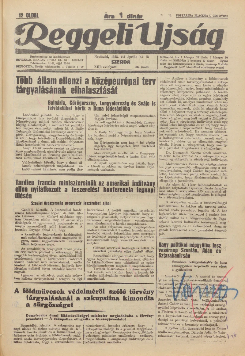 Reggeli Újság, 13. évf. 1932. április 13. 86. sz.