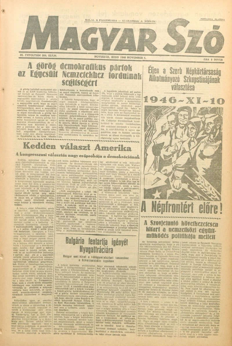 Magyar Szó, 3. évf. 1946. november 5. 264. sz. 1–6. oldal