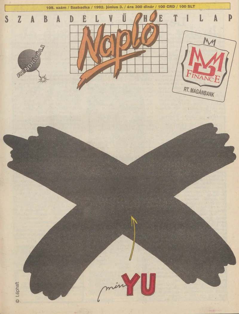 Napló - Szabadelvű hetilap, 3. évf. 1992. június 3. 109. sz.