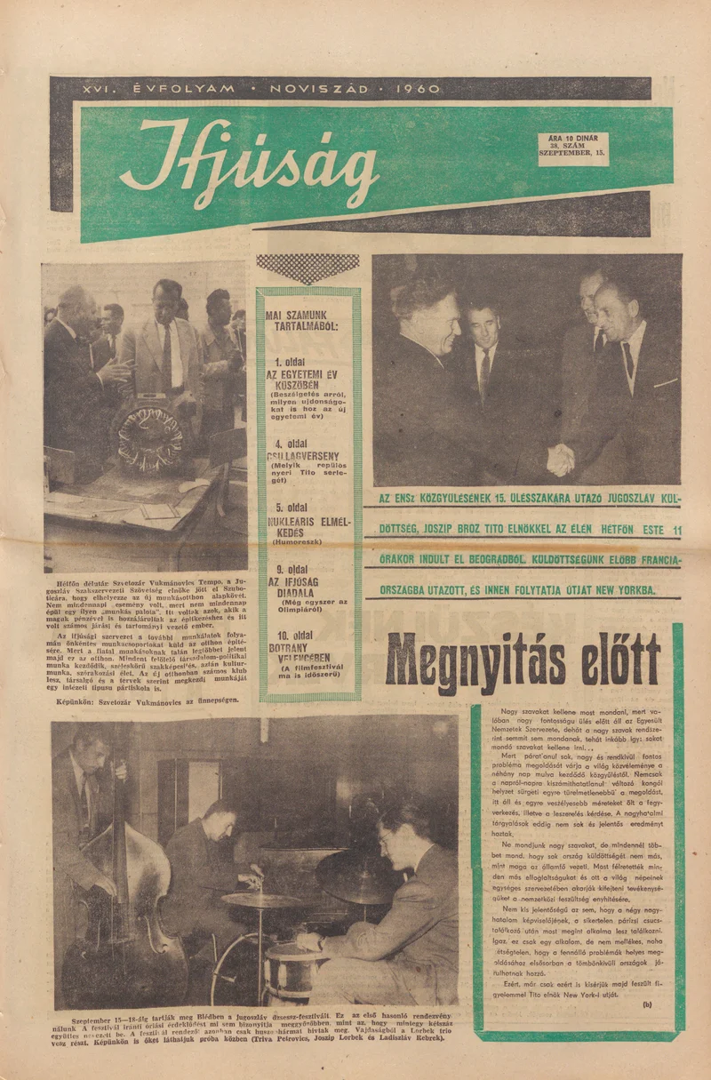 Ifjúság, 16. évf. 1960. szeptember 15. 38. sz.