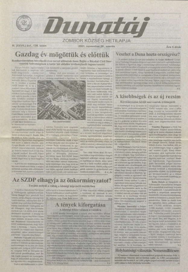 Dunatáj, 3. évf. 2001. november 28. 138. sz.