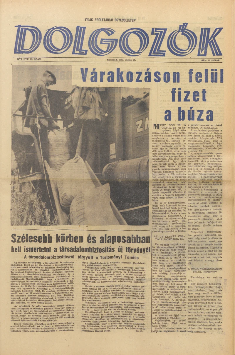Dolgozók, 16. évf. 1962. július 20. 29. sz.