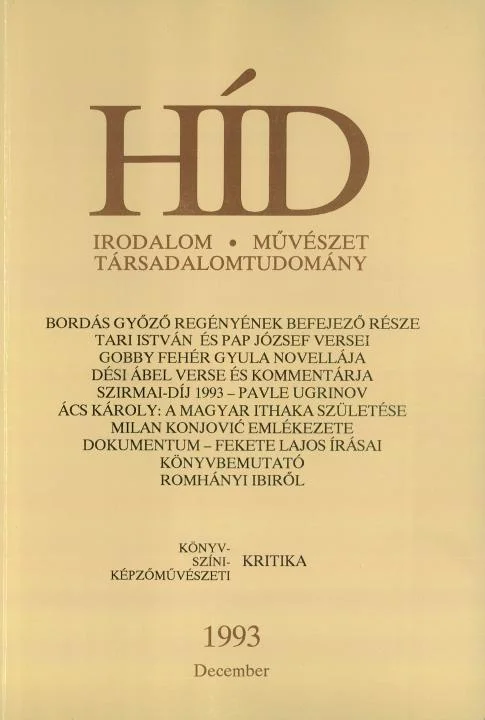 Híd, 57. évf. 1993. december. 12. sz. 893–1012. oldal