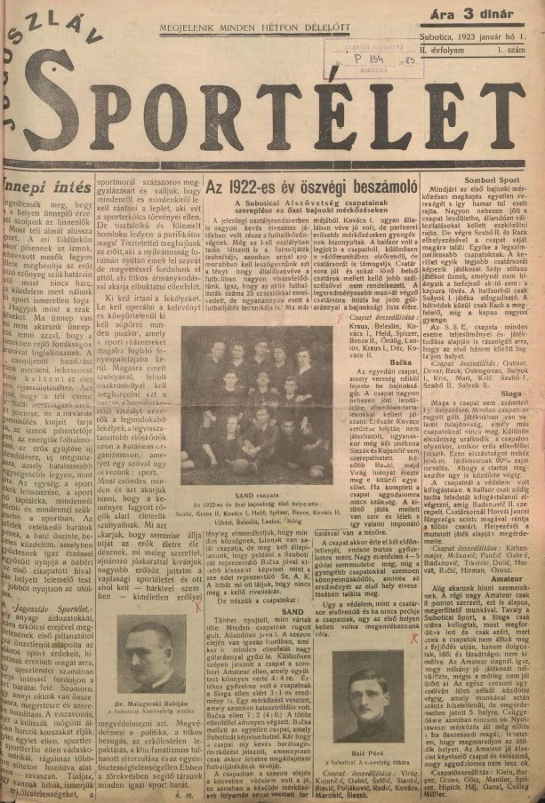 Jugoszláv sportélet, 2. évf. 1923. január 1. 1. sz.