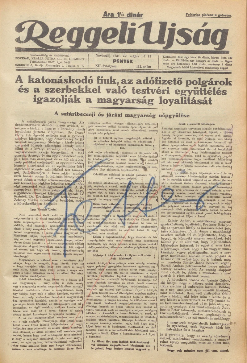 Reggeli Újság, 12. évf. 1931. május 15. 112. sz.