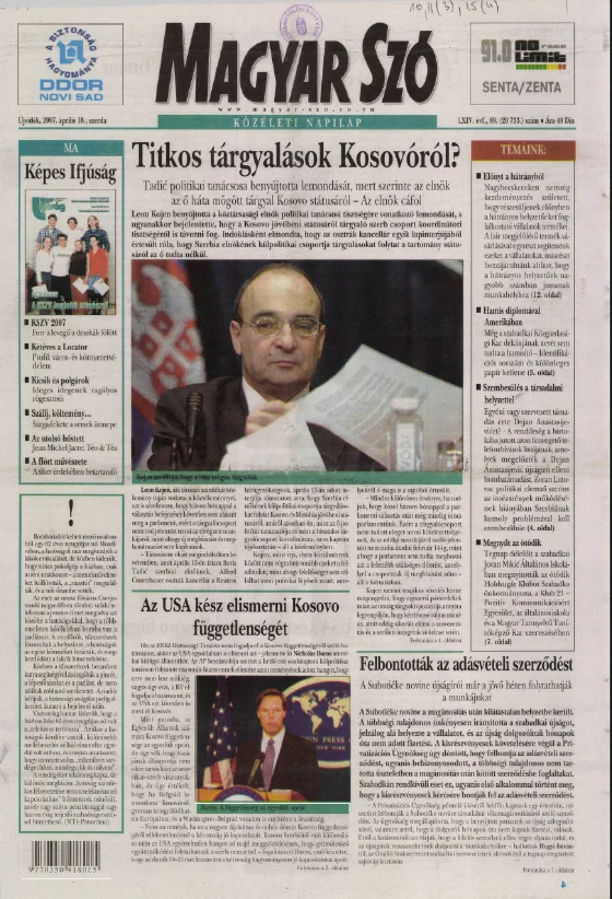 Magyar Szó, 64. évf. 2007. április 18. 89. sz. 1–20. oldal