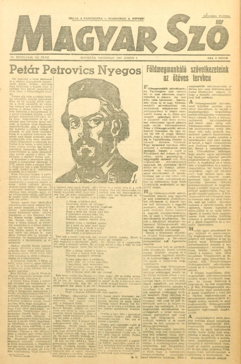 Magyar Szó, 4. évf. 1947. június 8. 142. sz. 1–8. oldal