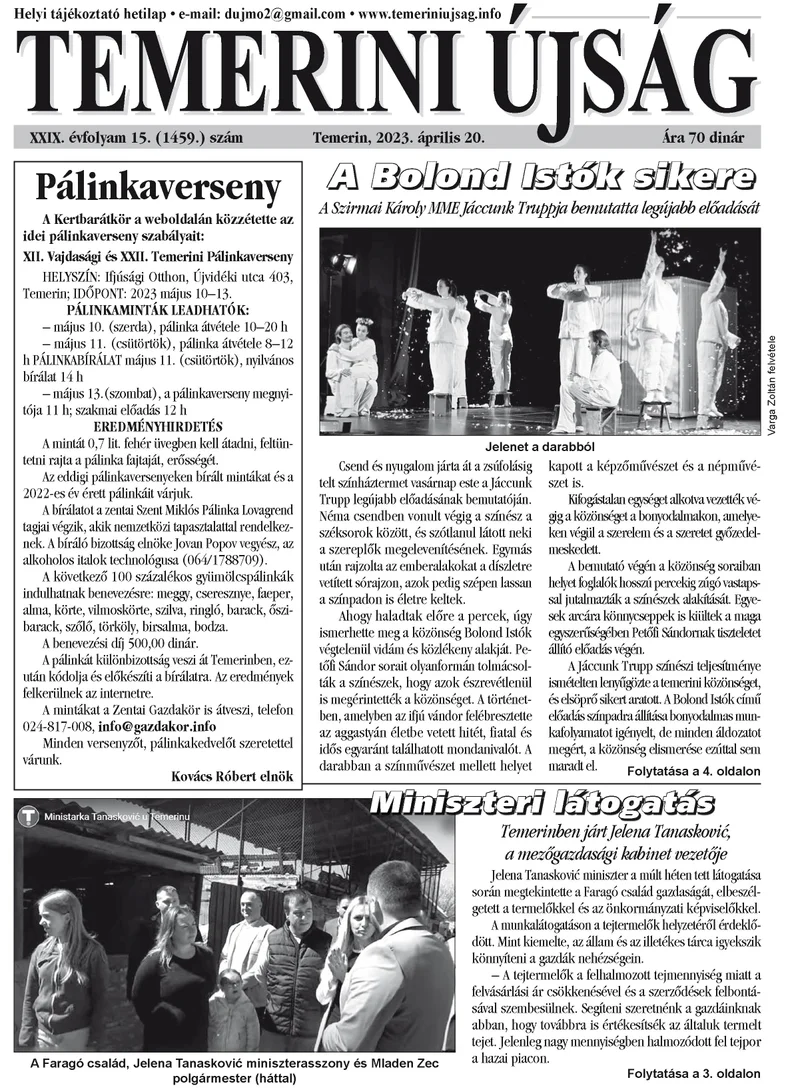 Temerini Újság, 29. évf. 2023. április 20. 15. sz.