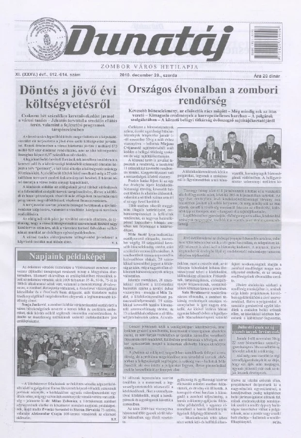 Dunatáj, 12. évf. 2010. december 29. 612–614. sz.