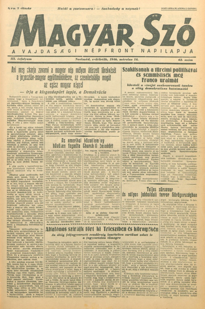 Magyar Szó, 3. évf. 1946. március 14. 62. sz. 1–6. oldal