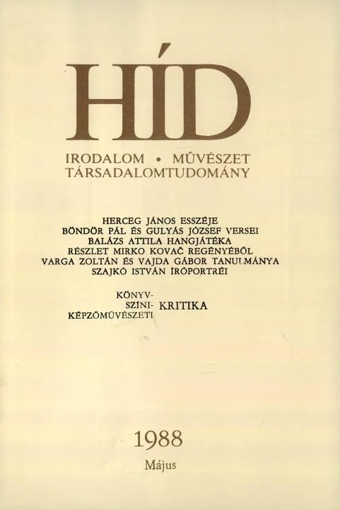 Híd, 52. évf. 1988. május. 5. sz. 561–720. oldal