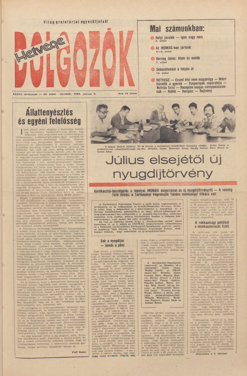 Dolgozók, 37. évf. 1983. június 9. 23. sz.