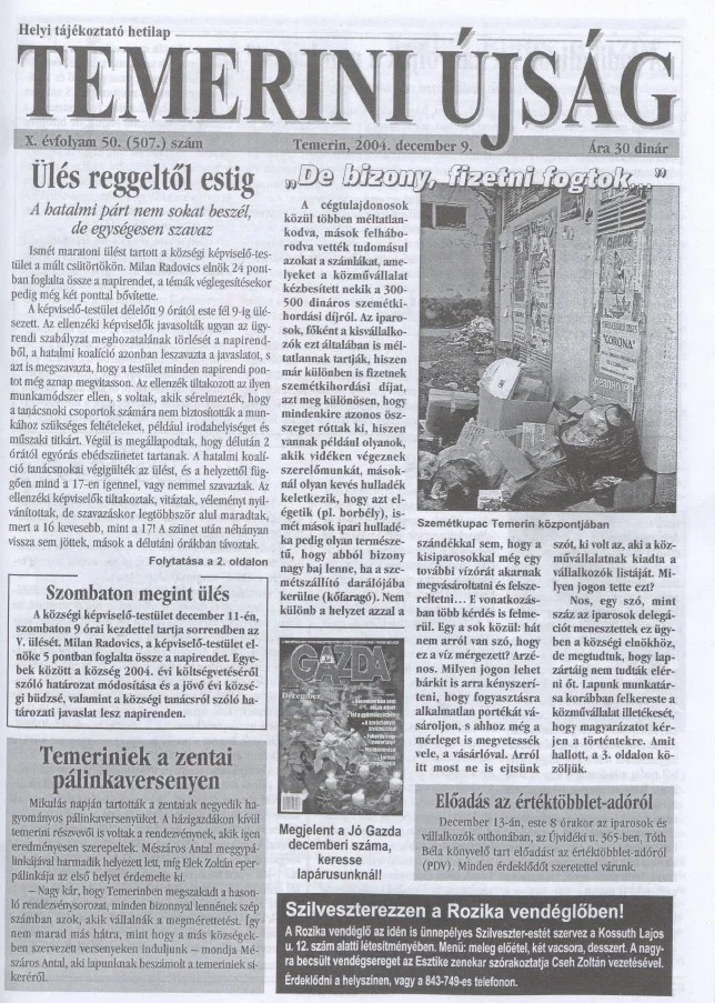 Temerini Újság, 10. évf. 2004. december 9. 50. sz.