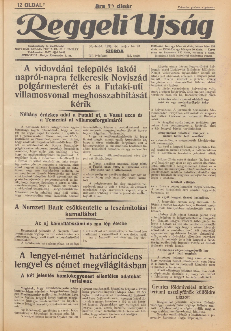 Reggeli Újság, 11. évf. 1930. május 28. 124. sz.