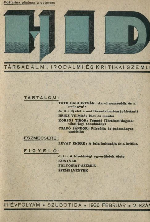 Híd, 3. évf. 1936. február. 2. sz. 1–24. oldal