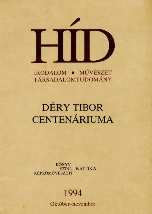 Híd, 58. évf. 1994. október – november. 10–11. sz. 637–756. oldal