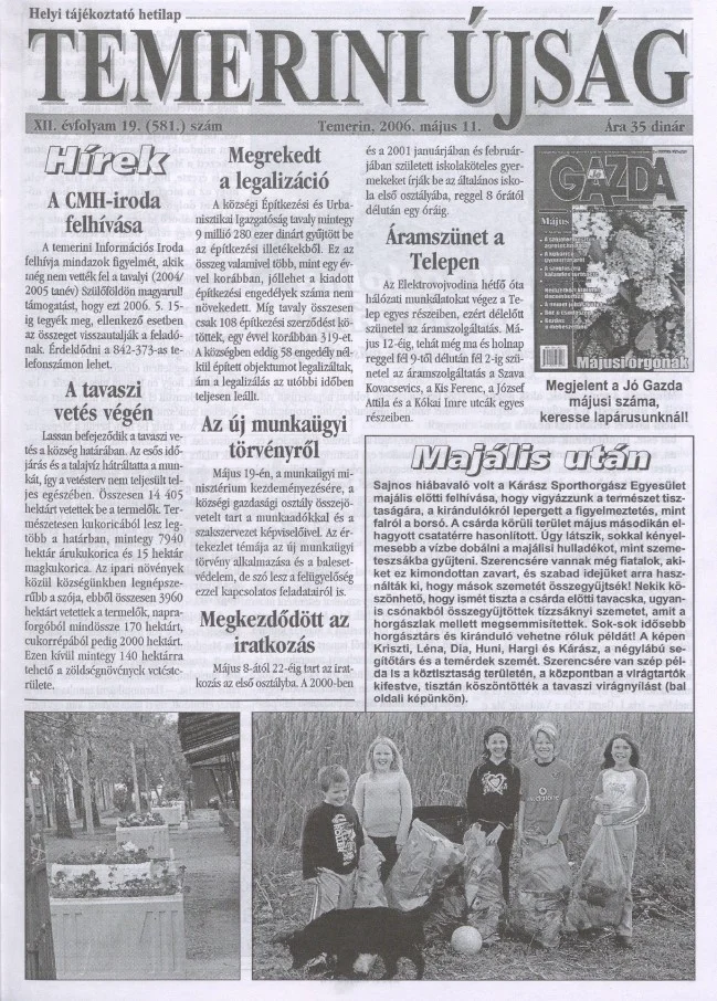 Temerini Újság, 12. évf. 2006. május 11. 19. sz.