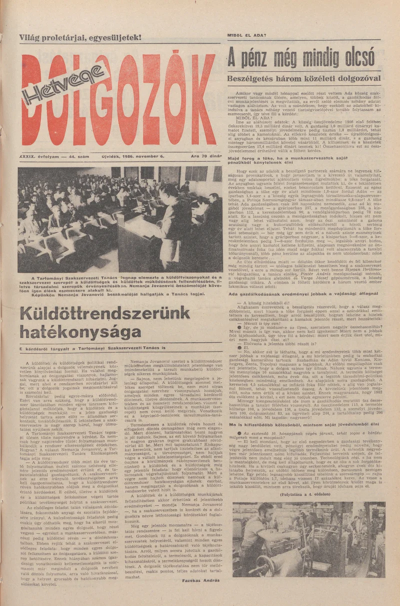 Dolgozók, 40. évf. 1986. november 6. 44. sz.