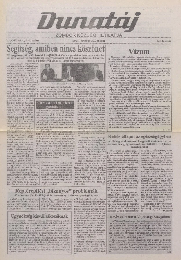 Dunatáj, 5. évf. 2003. október 22. 237. sz.