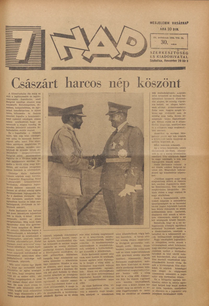 7 Nap, 9. évf. 1954. július 25. 30. sz. 1–16. oldal