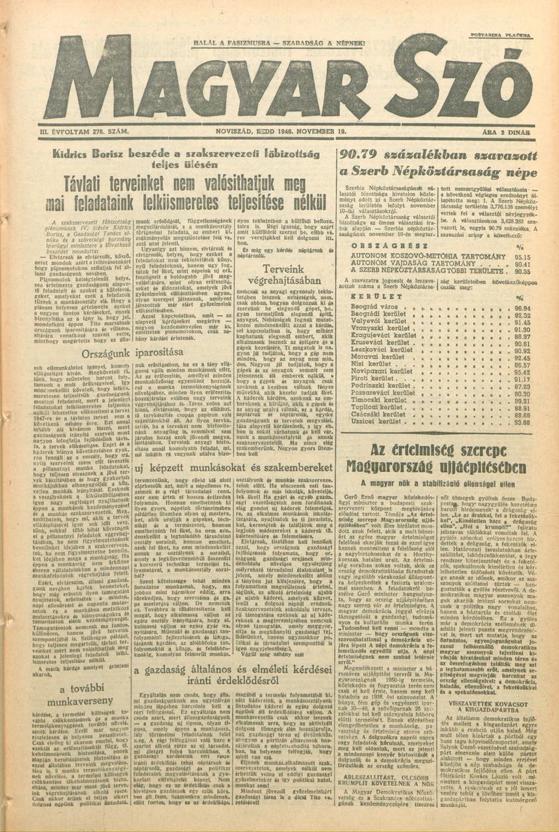 Magyar Szó, 3. évf. 1946. november 19. 276. sz. 1–6. oldal
