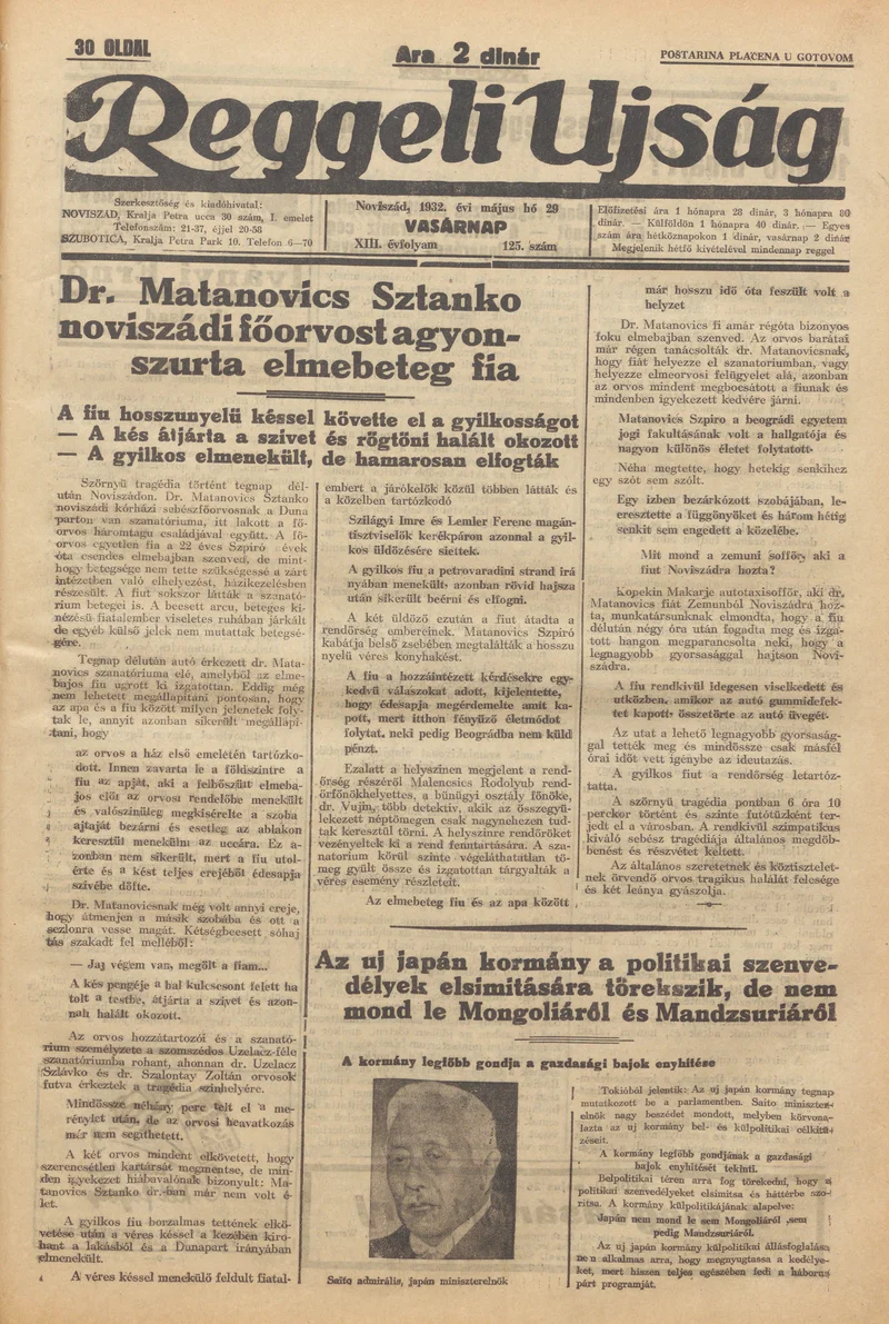 Reggeli Újság, 13. évf. 1932. május 29. 125. sz.