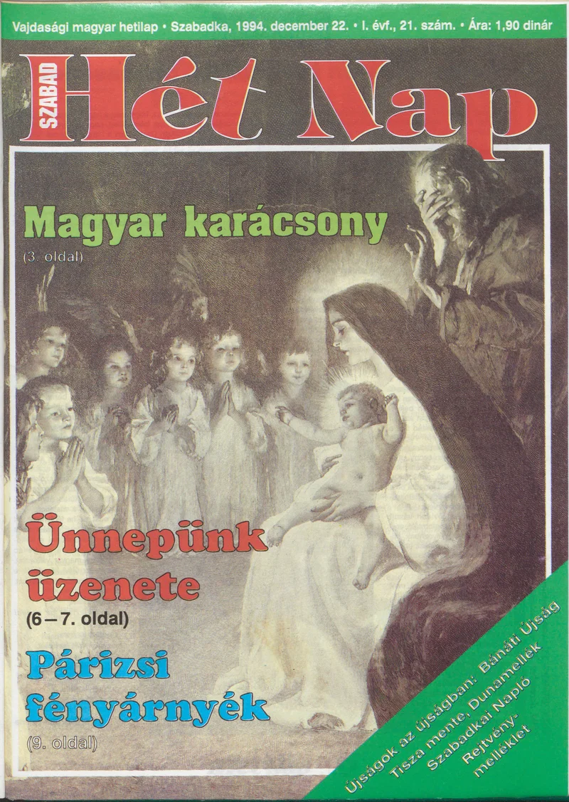 Szabad Hét Nap, 1. évf. 1994. december 22. 21. sz.
