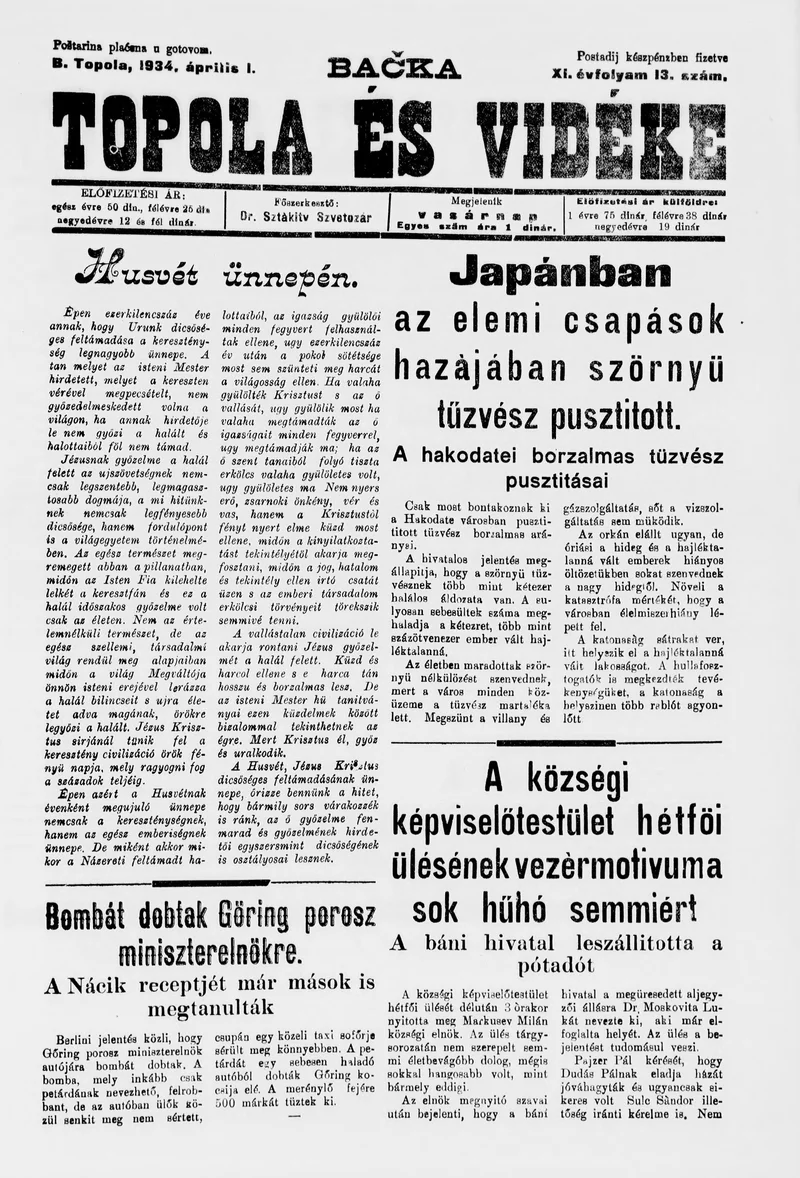 Bačka Topola és Vidéke, 11. évf. 1934. április 1. 13. sz.