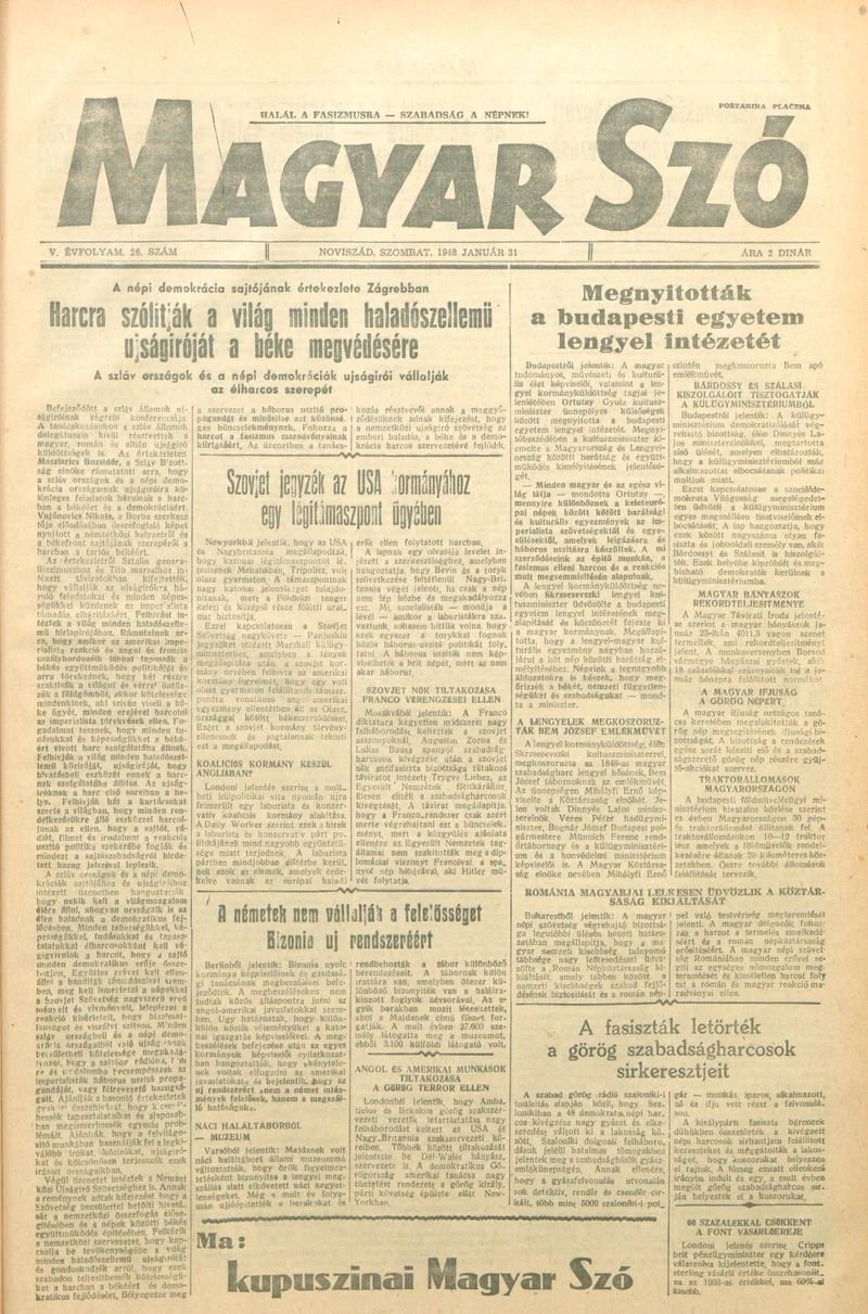 Magyar Szó, 5. évf. 1948. január 31. 26. sz. 1–8. oldal