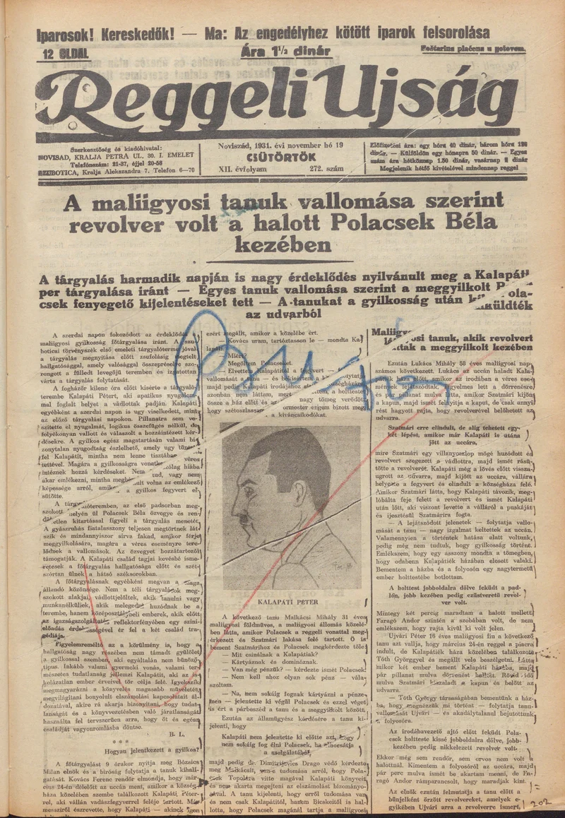 Reggeli Újság, 12. évf. 1931. november 19. 272. sz.