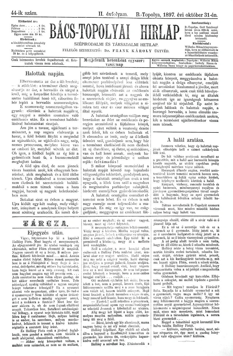 Bács-Topolyai Hirlap, 2. évf. 1897. október 31. 44. sz.