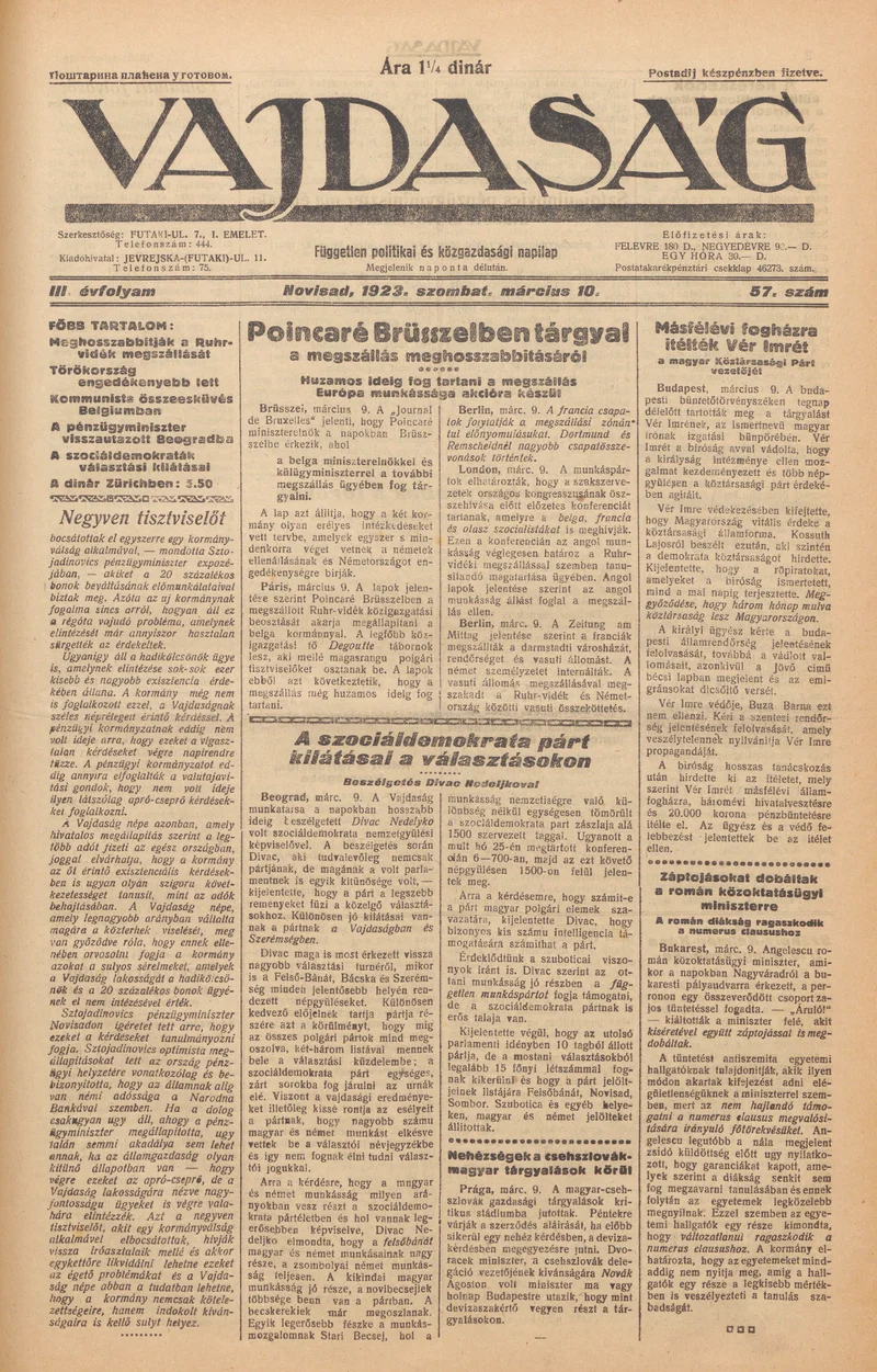 Vajdaság, 3. évf. 1923. március 10. 57. sz.