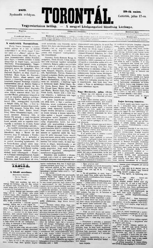 Torontál, 8. évf. 1879. július 17. 29. sz.