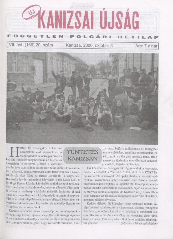 Új Kanizsai Újság, 7. évf. 2000. október 5. 20. sz.