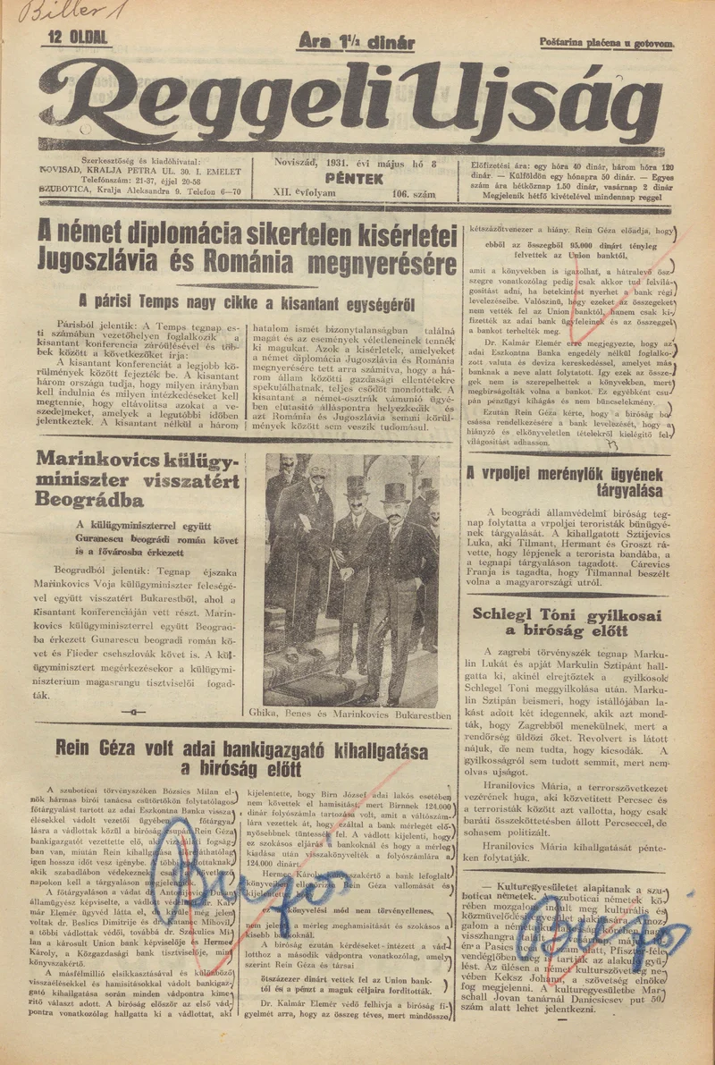 Reggeli Újság, 12. évf. 1931. május 8. 106. sz.