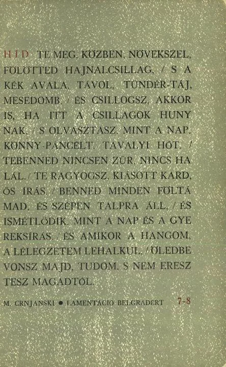 Híd, 27. évf. 1963. július – augusztus. 7–8. sz. 709–848. oldal