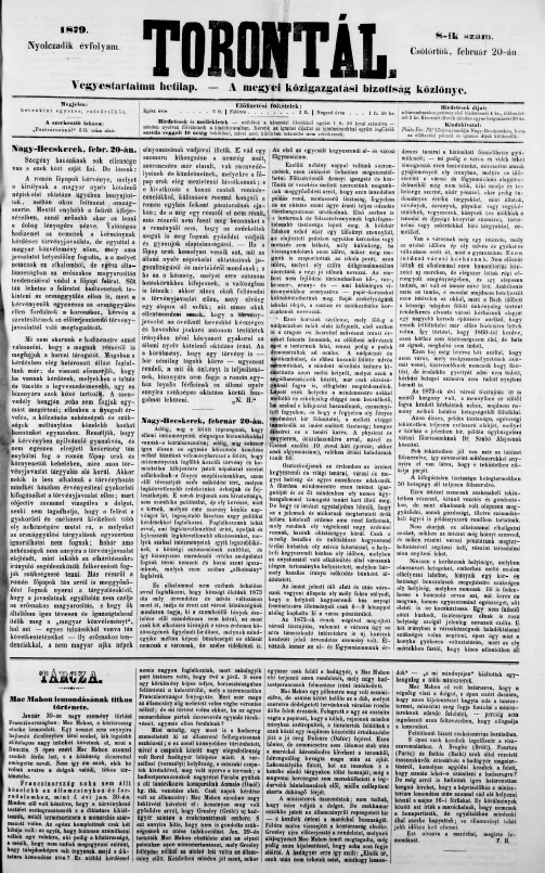 Torontál, 8. évf. 1879. február 20. 8. sz.