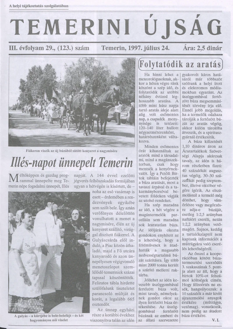 Temerini Újság, 3. évf. 1997. július 24. 29. sz.