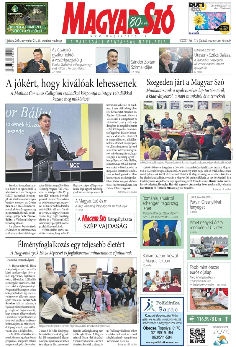 Magyar Szó, 81. évf. 2024. november 23. – 24. 273. sz. 1–32. oldal