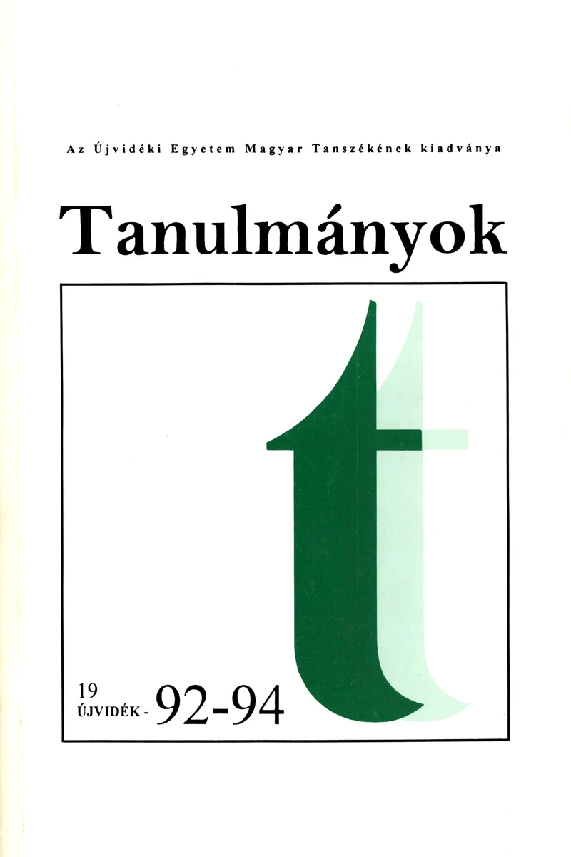 Tanulmányok, 22. évf. 1992. – 1994. 25–27. sz. 1–246. oldal