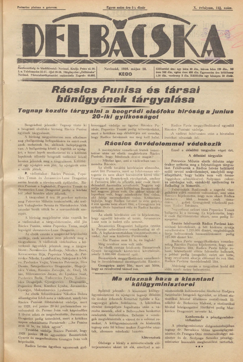 Délbácska, 10. évf. 1929. május 28. 123. sz.